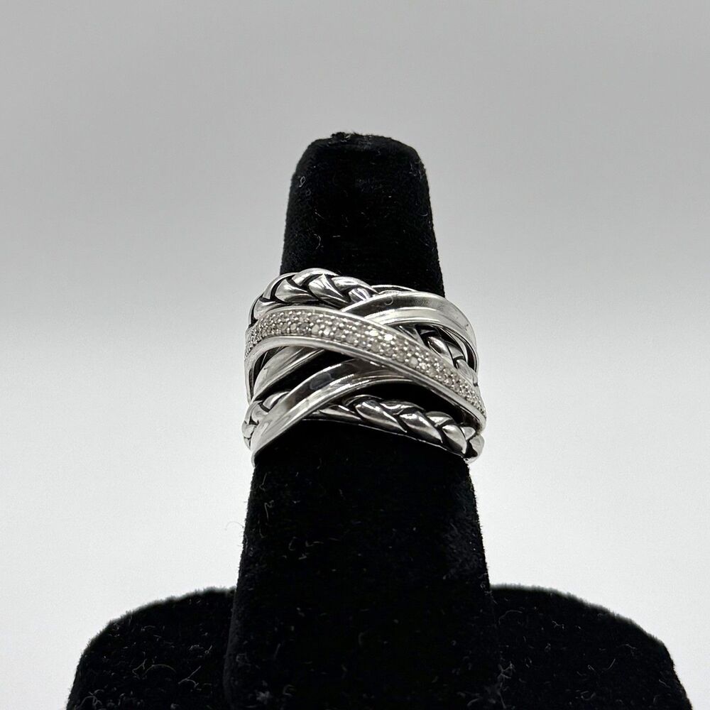 925 Heavy Sterling Wide Band Ring Size 7 Vintage Style